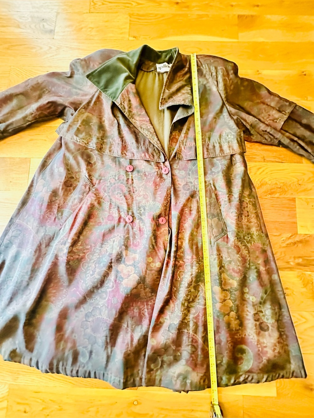 VTG Gallery Jacquard Floral Paisley Print Lined Trench Coat w/Pockets size 10 - Picture 7 of 16